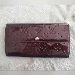Louis Vuitton Monogram Vernis Compact Burgundy Wallet AUTHENTIC